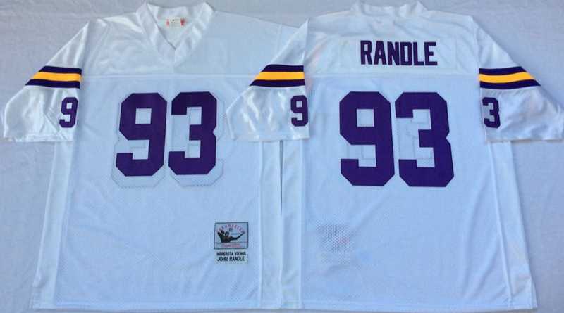 Vikings 93 John Randle White M&N Throwback Jersey